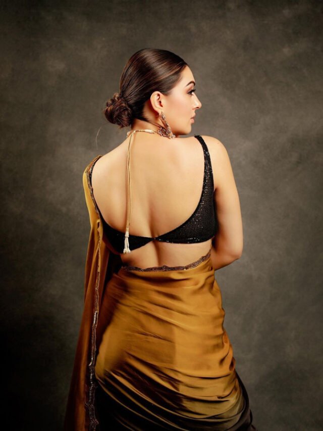 Hansika Motwani Mercury Looks in Golden Saree