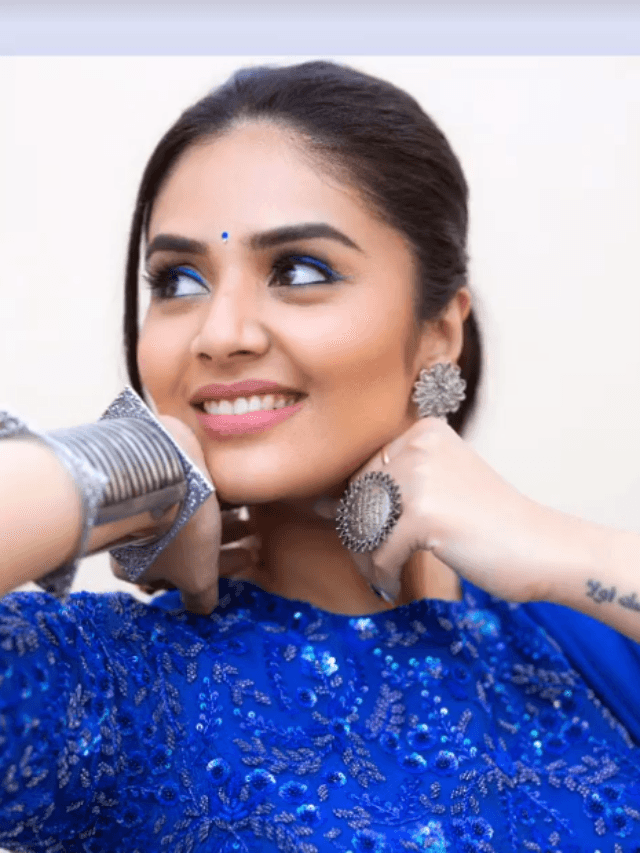 Sreemukhi Cute Looks in Blue Outfit