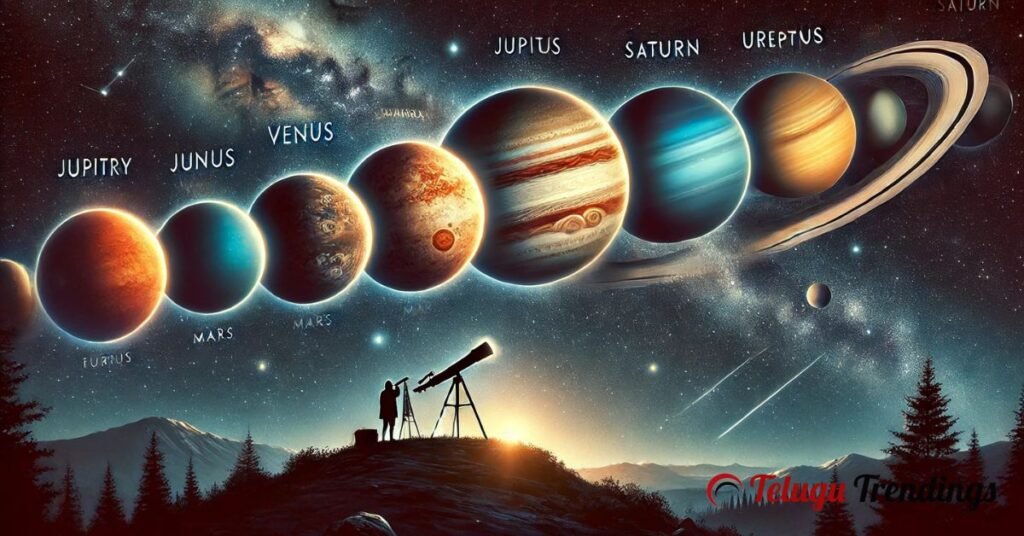 Illustration of the rare Planet Parade on February 28, 2025