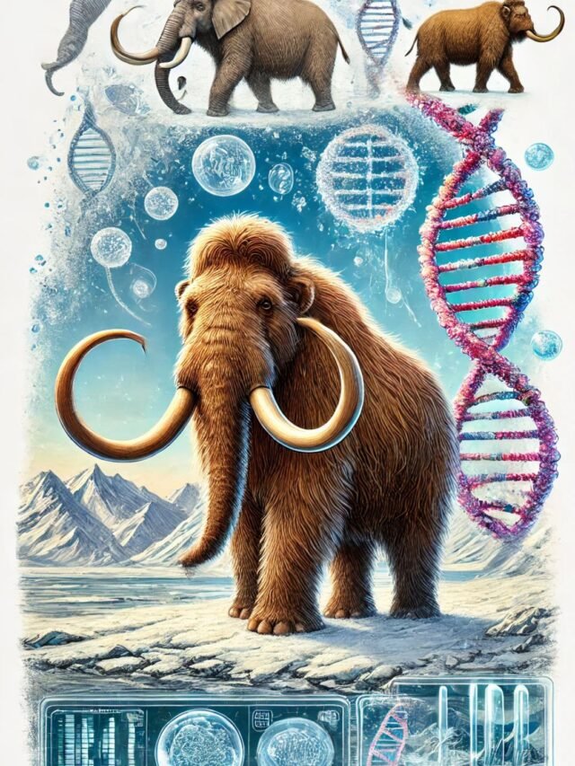 Illustration of a woolly mammoth, symbolizing cloning of extinct animals