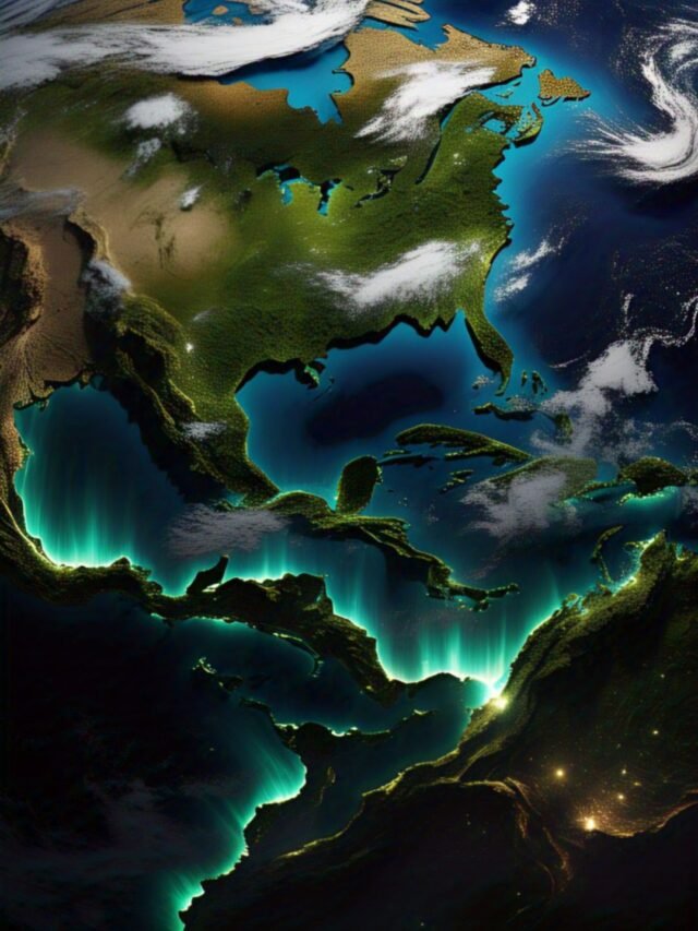 View of Earth from outer space showing clouds, oceans, and land with stunning clarity