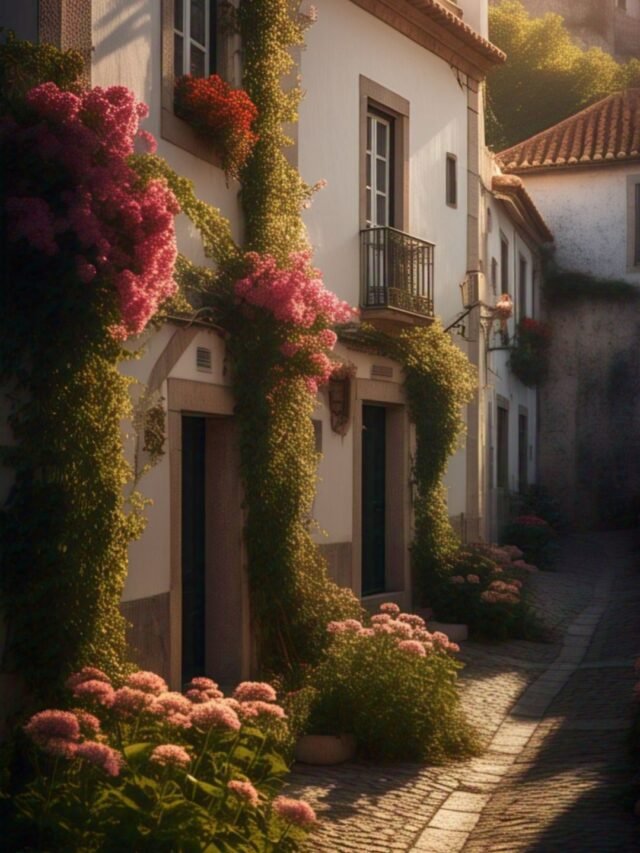 A scenic view of an ancient walled city surrounded by mountains and architecture