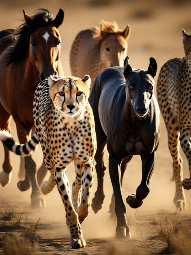 A fast wild animal running in its natural habitat, representing speed beyond human capability