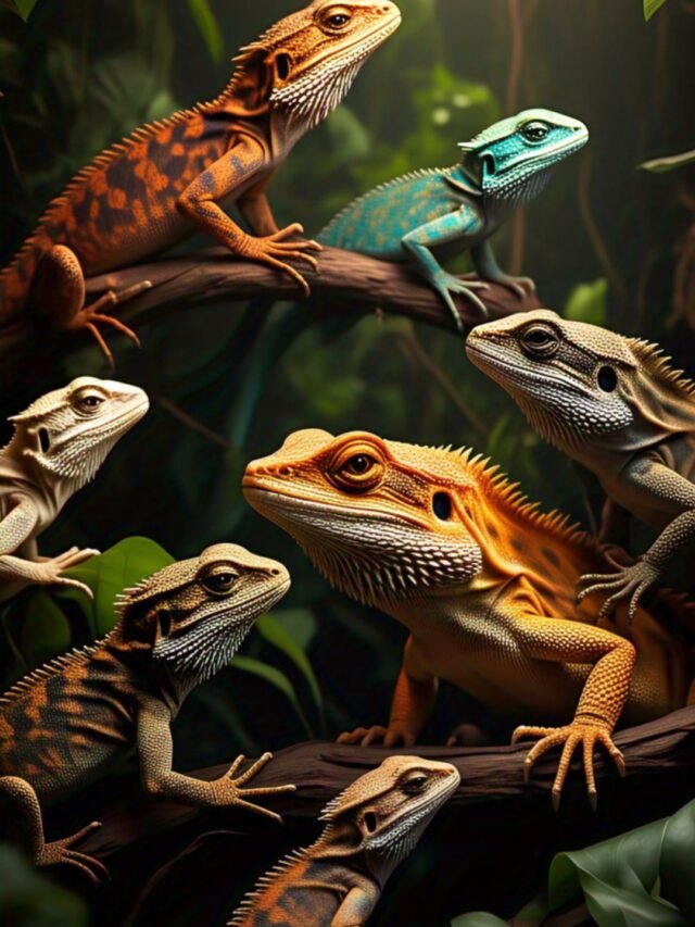A collage of the world’s coolest lizards including Basilisk, Chameleon, Draco, Horned Lizard, and more