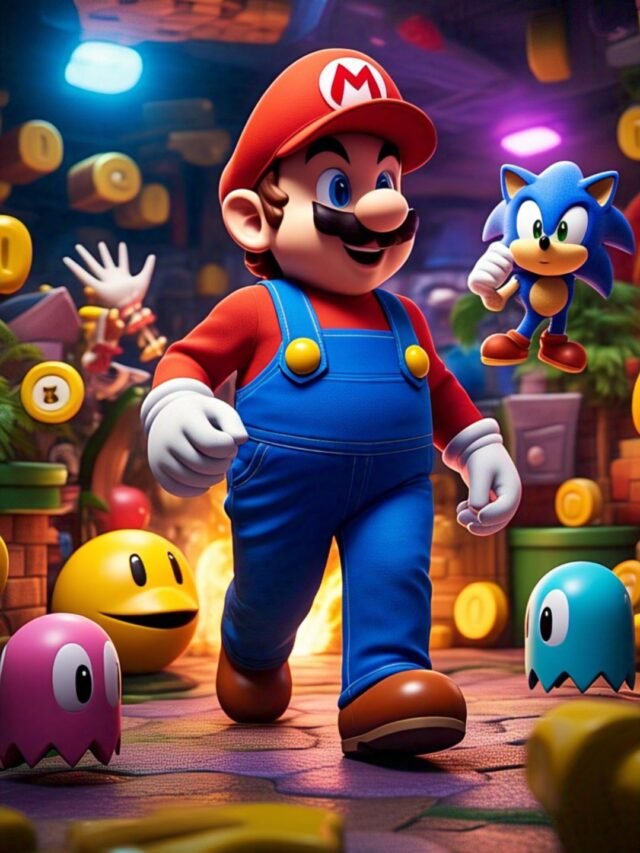 Famous video game characters like Mario, Sonic, Pikachu, and more