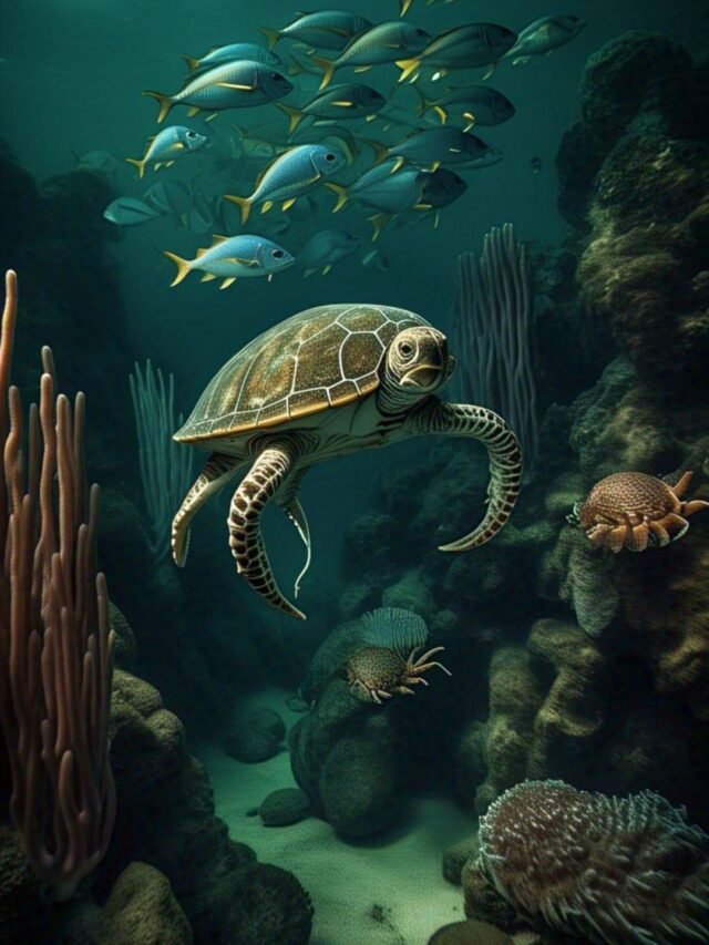 Sea animals using camouflage to blend into underwater surroundings