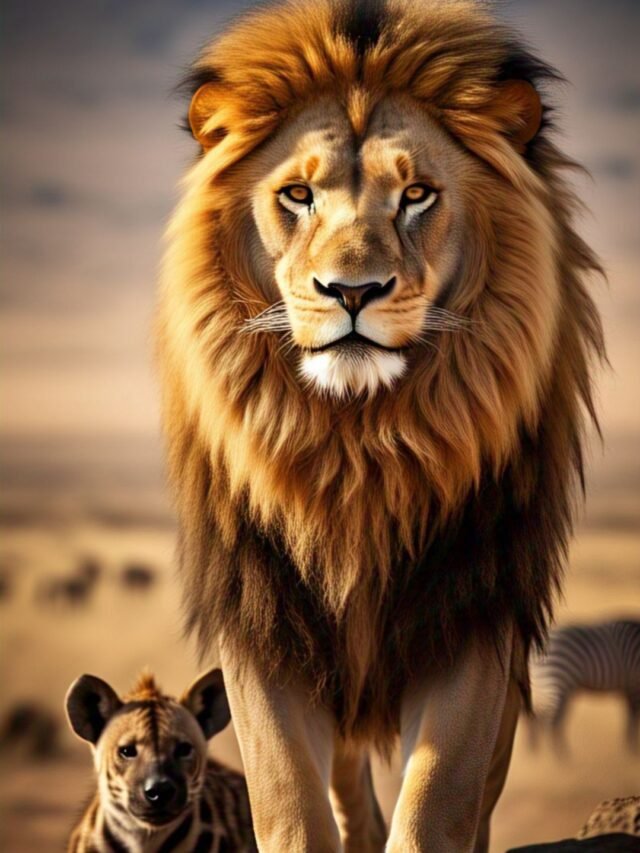 A powerful lion roaring in the jungle – symbol of top carnivorous animals