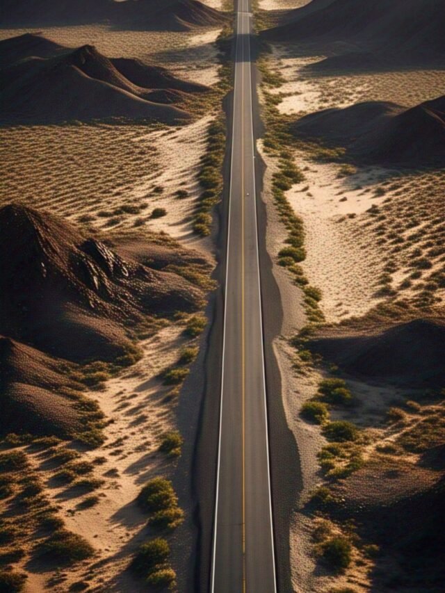 Aerial view of the Pan-American Highway stretching across mountains and landscapes.