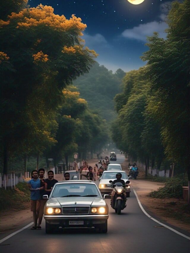 Snow-covered mountain road in North India with breathtaking views on a road trip from Manali to Leh
