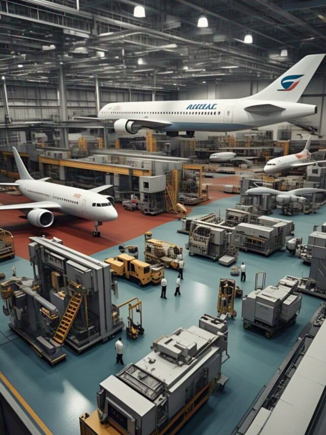 An infographic showing top aircraft manufacturers in 2025 including Airbus, Boeing, Lockheed Martin, COMAC, and Embraer