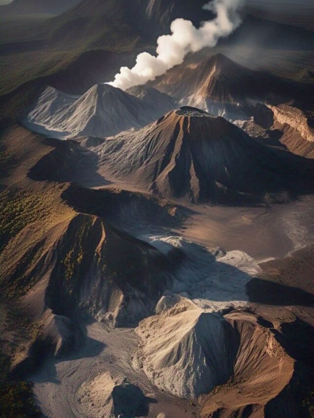A powerful volcano with smoke and lava, representing one of the largest volcanoes on Earth.