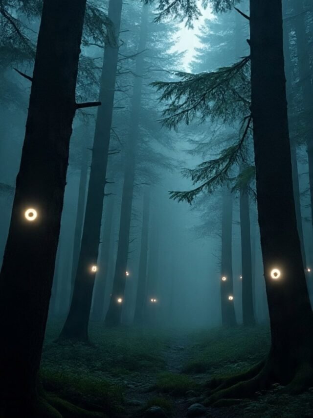 Glowing eyes of an animal at night due to tapetum lucidum reflection