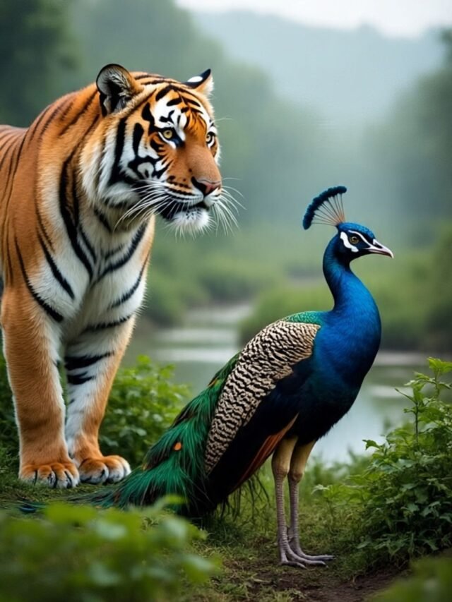Collage of rare animals found only in India including liger, purple frog, red panda, golden langur, and more.