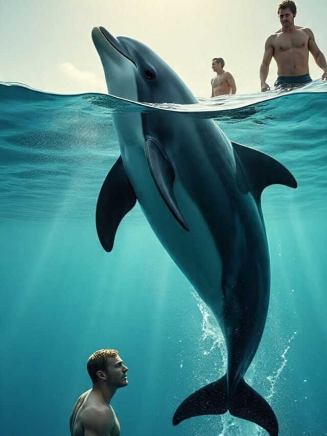 Illustration of brave animals like a dog, dolphin, elephant, and cat saving humans in real-life rescue situations.