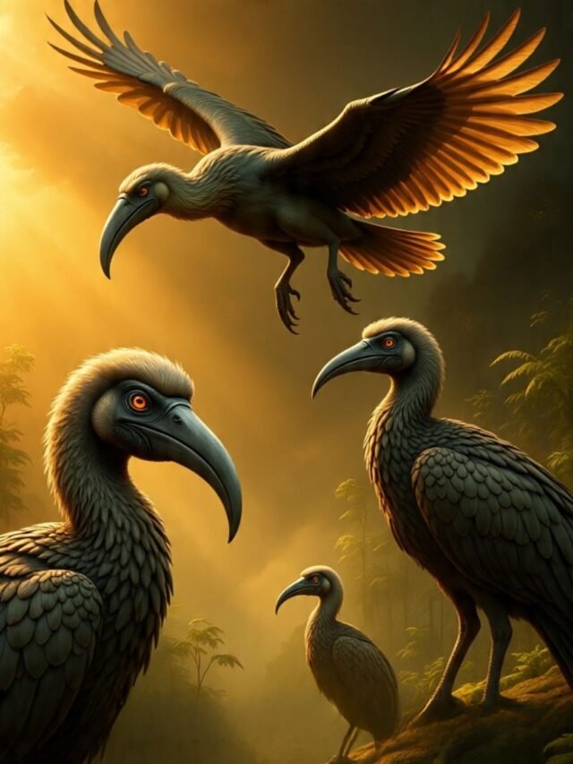 Illustration of powerful extinct birds that once dominated the skies