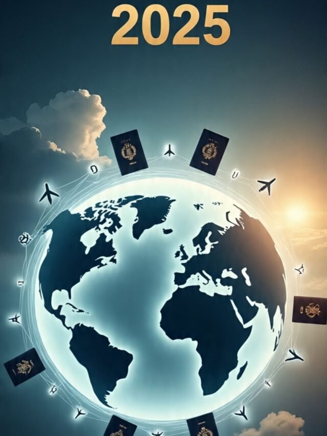 A visual ranking chart of the world’s most powerful passports in 2025 with country flags