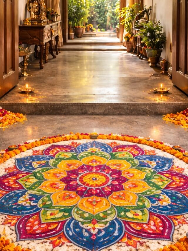 Bright, clean home entrance decorated neatly