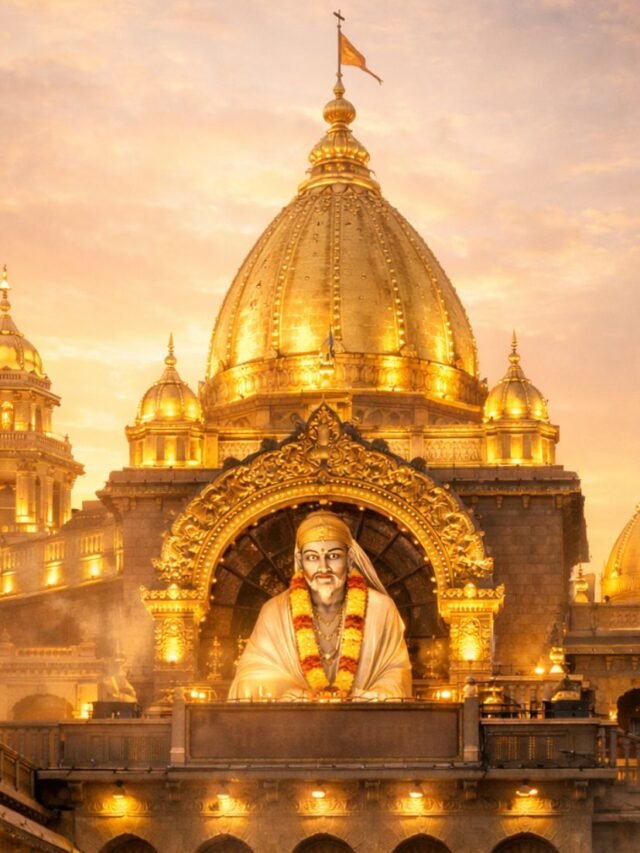 Devotees praying inside Shirdi Sai Baba temple with spiritual atmosphere