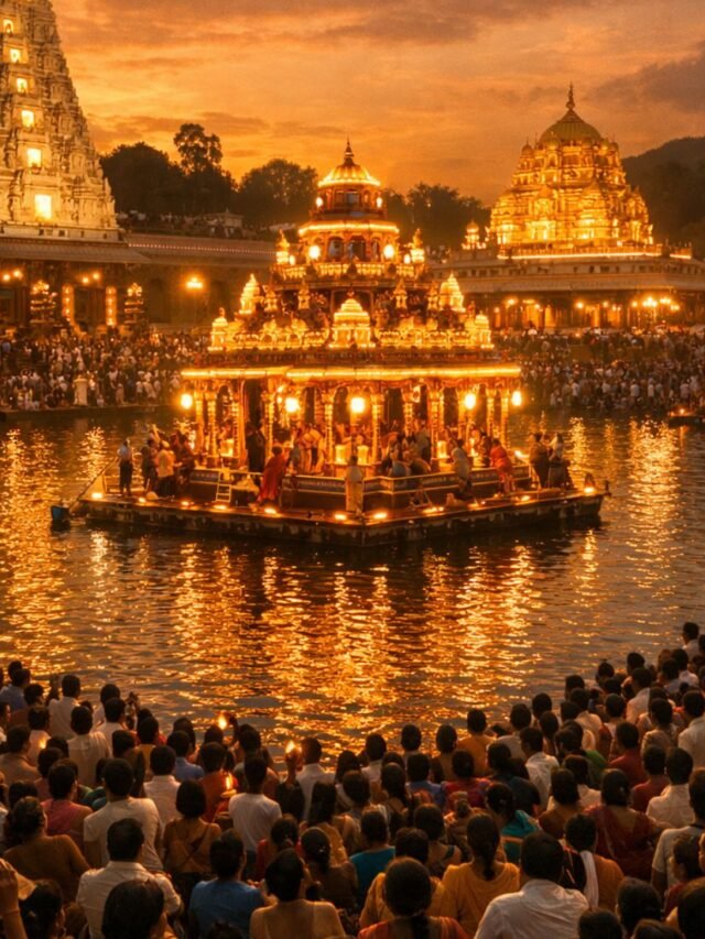 Devotees gathered at Swami Pushkarini during Tirumala Srivari Teppotsavam opening ceremony