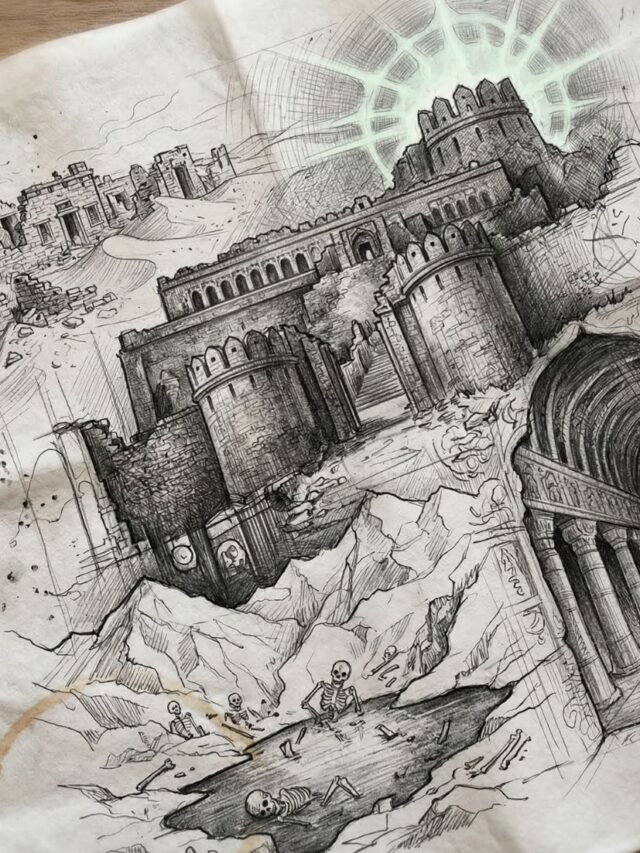 Mysterious collage representing seven unsolved mysteries from India with dark ancient atmosphere