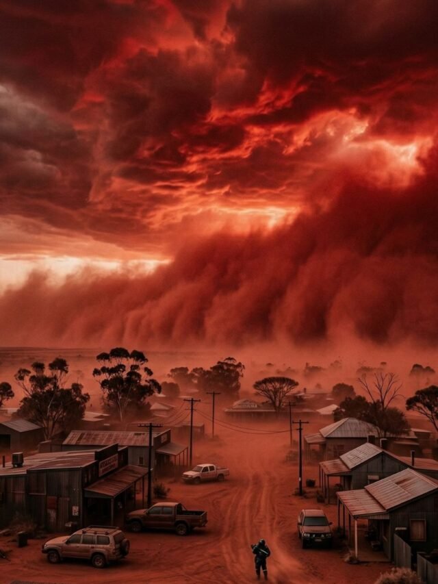 Eerie blood-red sky over Western Australia during Cyclone Narelle dust storm