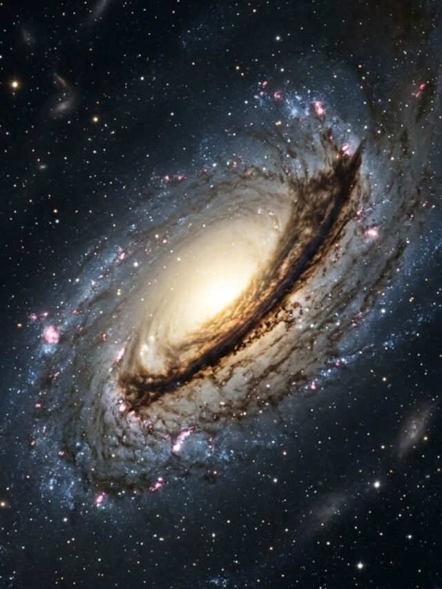 Hubble Space Telescope image of the Evil Eye Galaxy showing a dark dust band across its bright galactic core