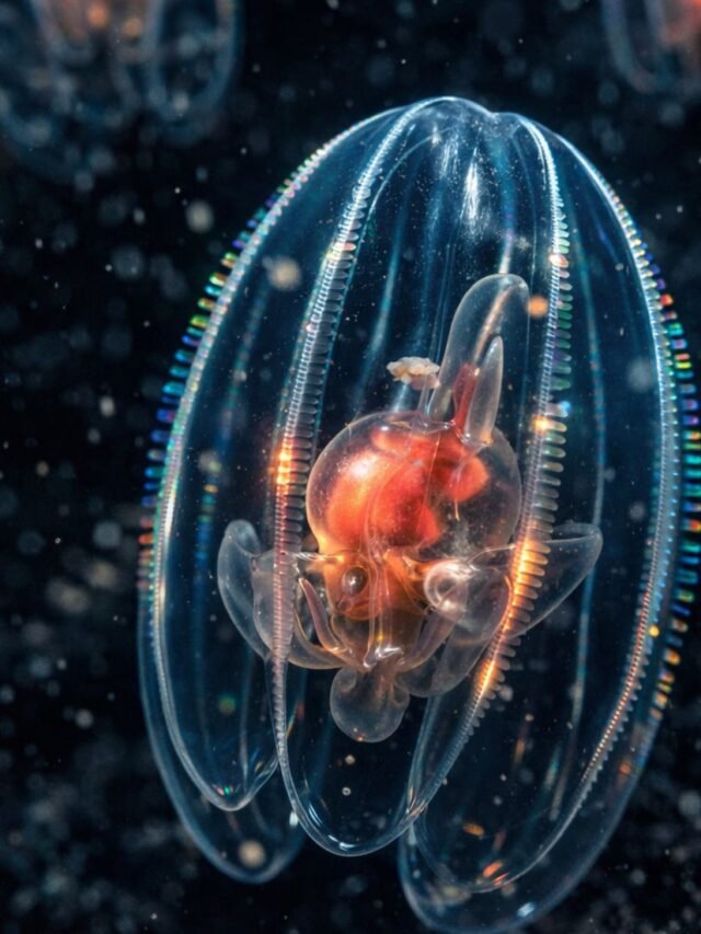 collection of animals with transparent bodies showing internal organs