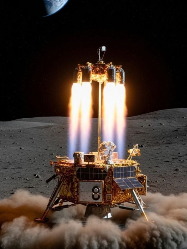 Chandrayaan-3 Vikram lander performing a hop on the Moon after landing, revealing new discoveries about lunar surface and dust behavior.