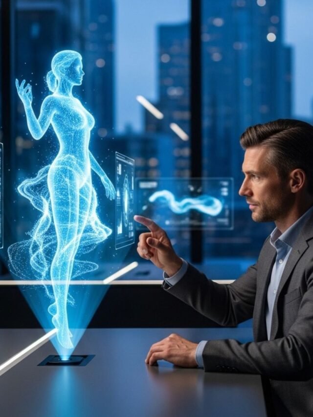 Google Gemini AI concept showing futuristic workspace and smart assistant features transforming daily work