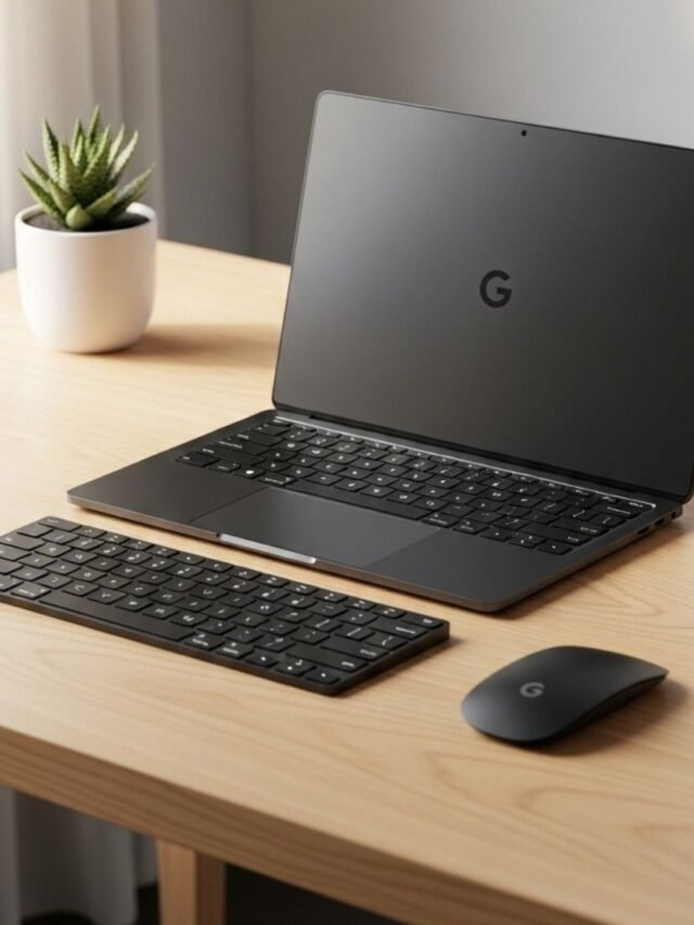 Concept image of a rumored Google Pixel laptop with AI-powered features designed to compete with Apple MacBooks