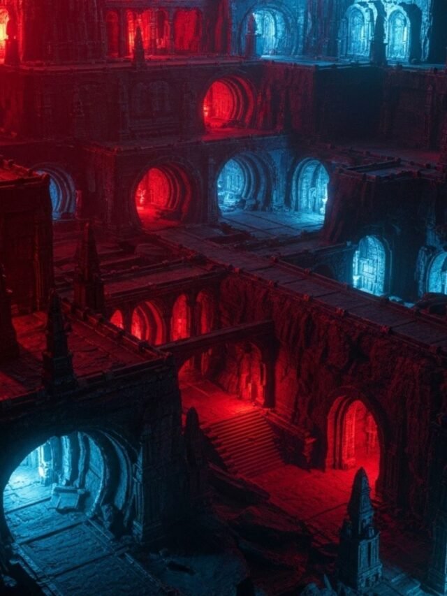Mysterious underground city hidden deep inside the Earth with tunnels and ancient structures