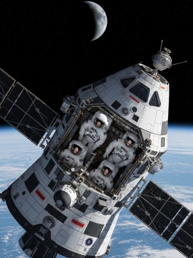 Earth glowing in deep space as seen from NASA’s Artemis II spacecraft heading toward the Moon