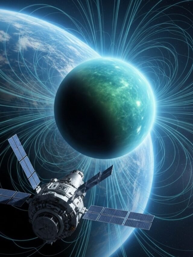 Concept image of NASA's mission to Uranus, exploring the planet’s strange magnetic field and its link to Earth’s ancient magnetic history