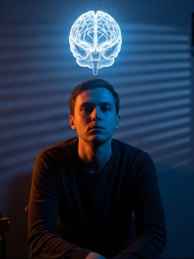 Human brain reacting to boredom with drifting thoughts and low focus: conceptual neuroscience illustration