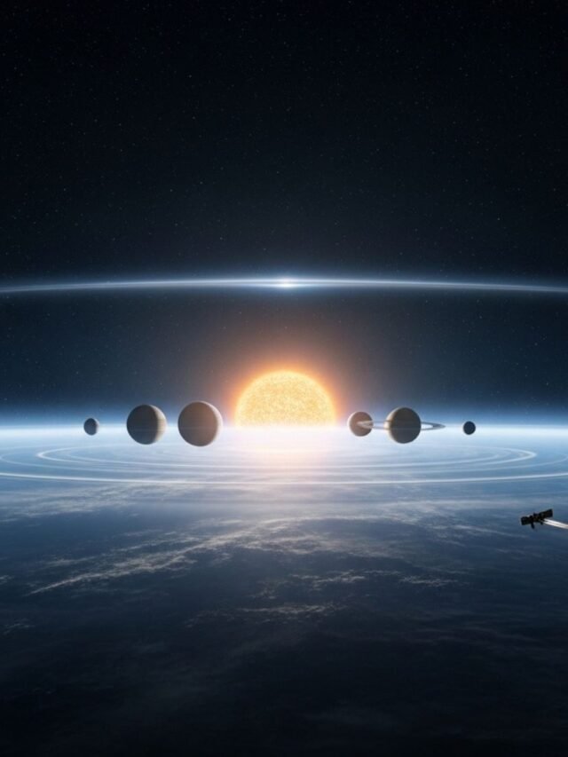 Illustration of the Solar System reaching an invisible boundary in space with NASA spacecraft exploring the edge