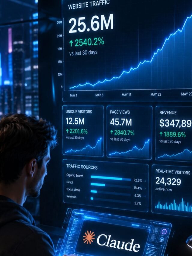 Digital creator using Claude AI on a laptop for website growth