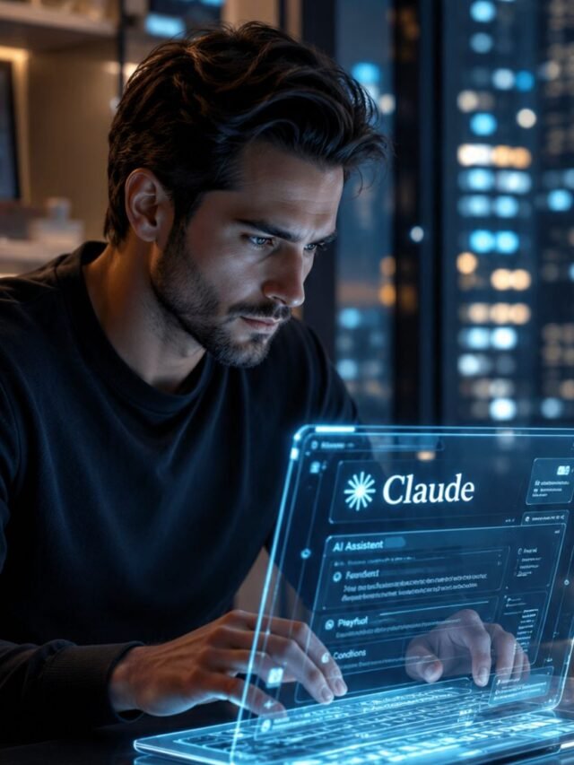 Person using Claude AI professionally on a laptop