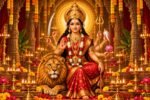 నవరాత్రులు 2026 ప్రారంభ తేదీలు, పూజా విశేషాల శీర్షికతో సింహవాహిని దుర్గామాత చిత్రం